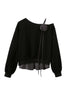 DIDDI MODA Slanted Shoulder Floral Ribbed Hem Sweatshirt