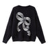 DIDDI MODA Striped Bow Knit Sweater Women Soft Loose Round Neck Mink Imitation Sweater