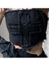 WSW WUSHENWU Cross Lace Sleeveless Cowgirl Denim Crop Top