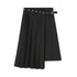 DIDDI MODA Asymmetric Pleated Skirt With Metal Studs