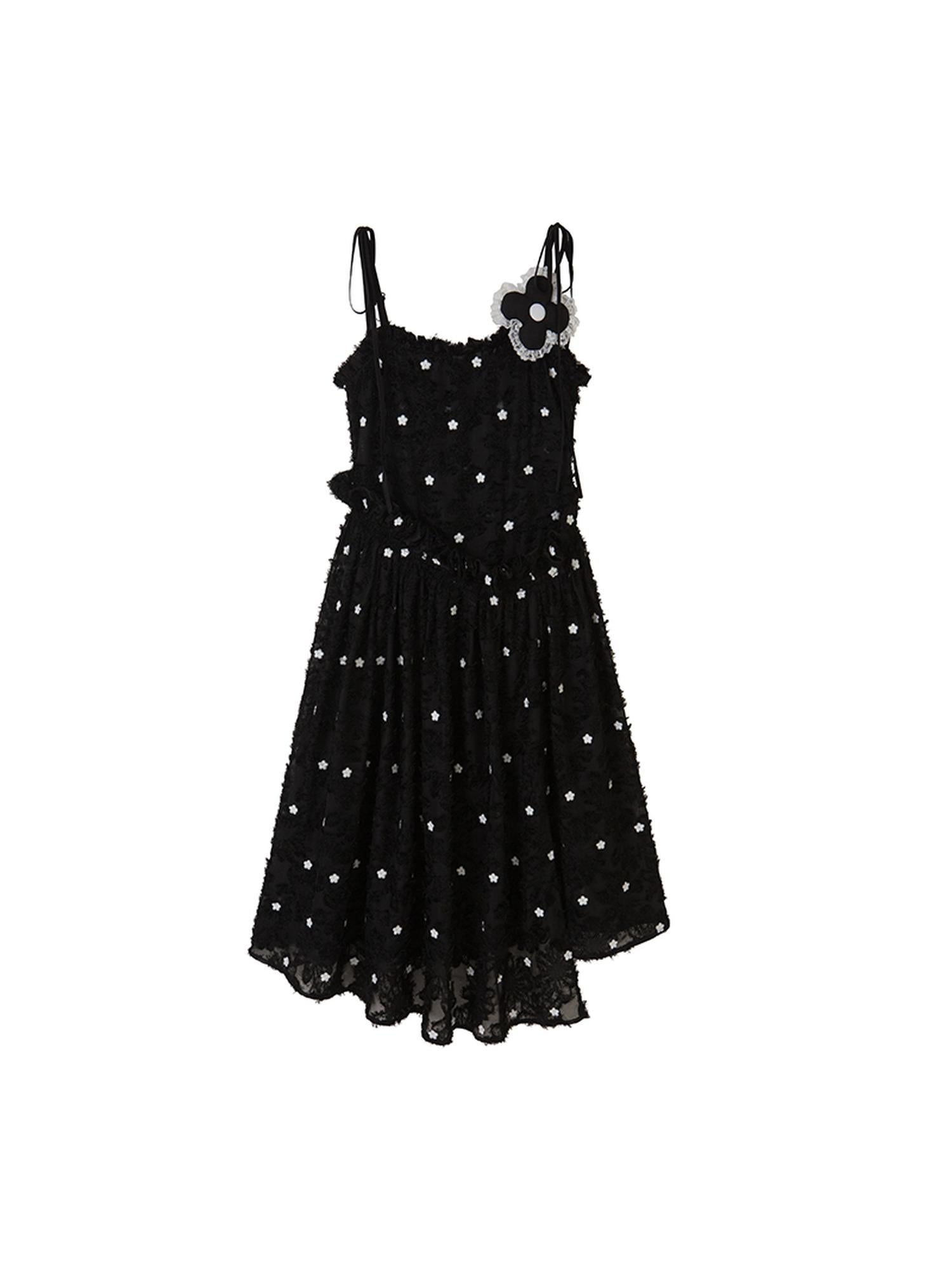 DIDDI MODA Floral Lace A Line Mini Dress With Ruffles