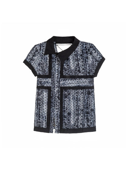 Vintage Sheer Cross Chiffon Backless Blouse