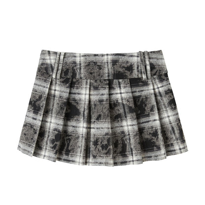 DIDDI MODA Vintage Plaid Shirt Pleated Skirt Set Retro Punk Style