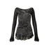 NO ROMANCE Punk Mesh Long Sleeve T-Shirt Women Spring Stretch Slim Fit Tee