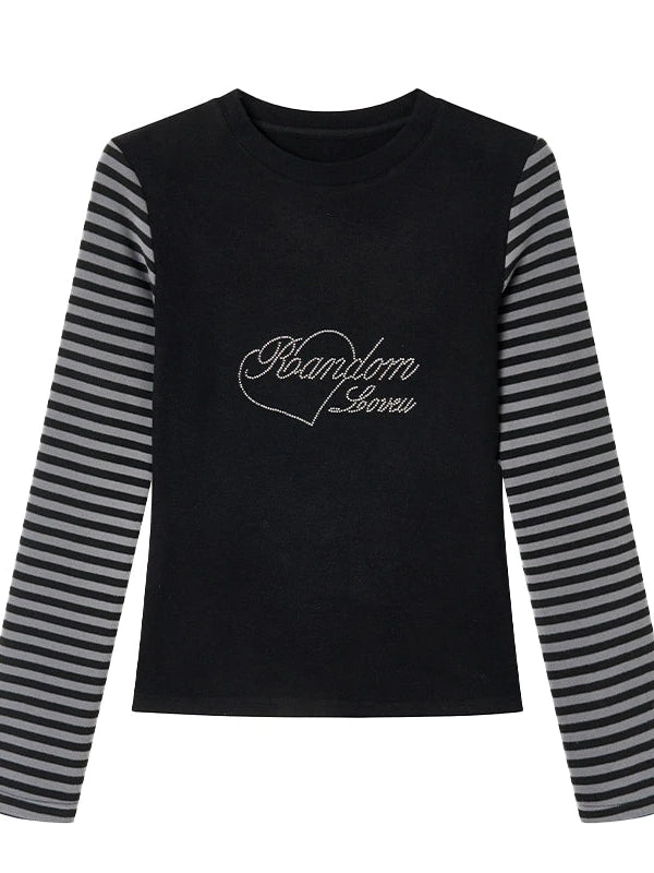 Black Gray Striped Thermal Slim Fit Long Sleeve T-Shirt
