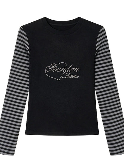 Black Gray Striped Thermal Slim Fit Long Sleeve T-Shirt