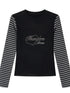 Black Gray Striped Thermal Slim Fit Long Sleeve T-Shirt