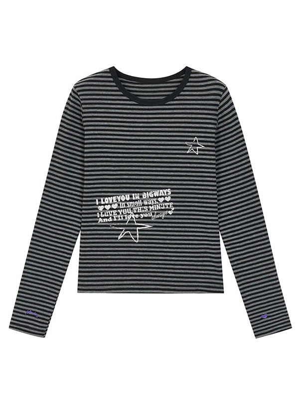 Y2K Color Block Stripe Print Long Sleeve T-Shirt