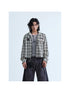 Peoplesense Plaid Embroidered Oversized Hooded Shirt Jacket