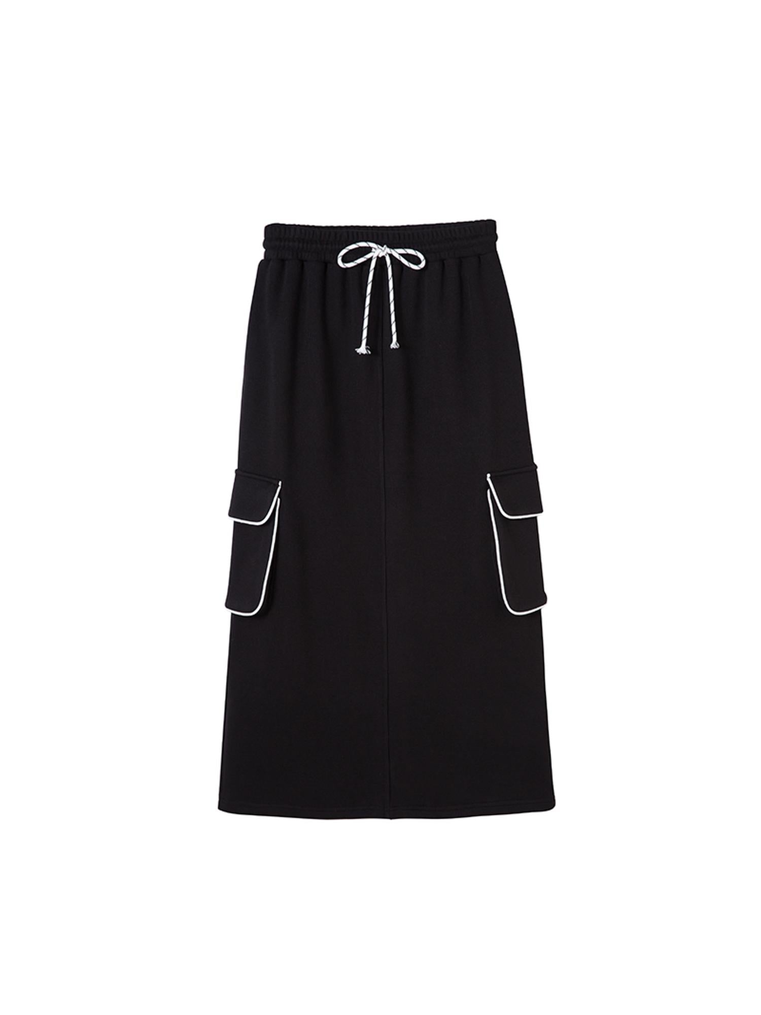 DIDDI MODA Retro Colorblock Embroidered Hoodie Skirt Set