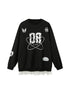 DIDDI MODA Sporty Bow Patch Colorblock Set Graphic Lace Trim Hoodie