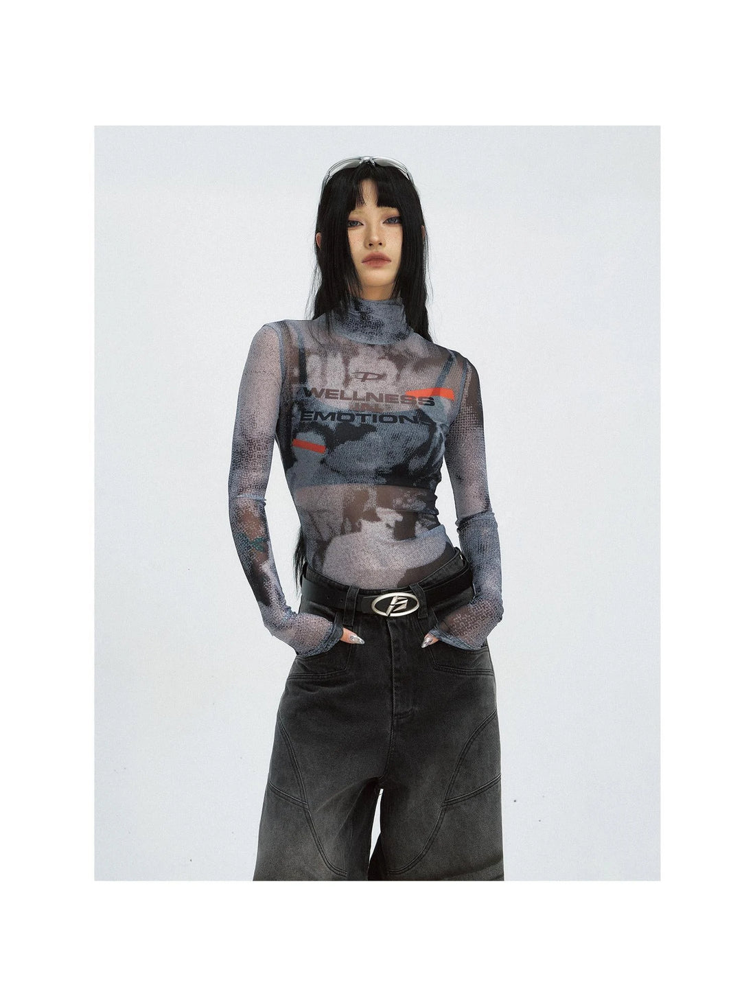 Women Sheer Mesh Long Sleeve Slim Fit Sexy Sun Protection T Shirt
