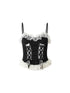 NO ROMANCE Dark Punk Lace Dot Corset Bustier Gothic Off Shoulder Top