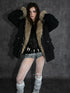 Winter Faux Fur Lined Hooded Parka Coat With Thick Fur Trim