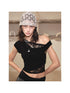 2th Desire Summer Off Shoulder Lace White T-Shirt