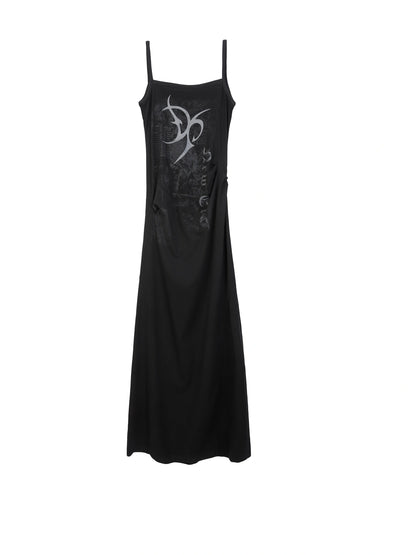 Floral Print Slit Maxi Dress With Belt Sleeveless V Neck Dresses