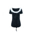 DoublePunch Vintage Lace Ruffled Slim Fit Square Neck T-Shirt