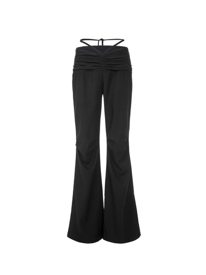 Spring Fall Stretchy Low-Rise Flared Trousers For Women