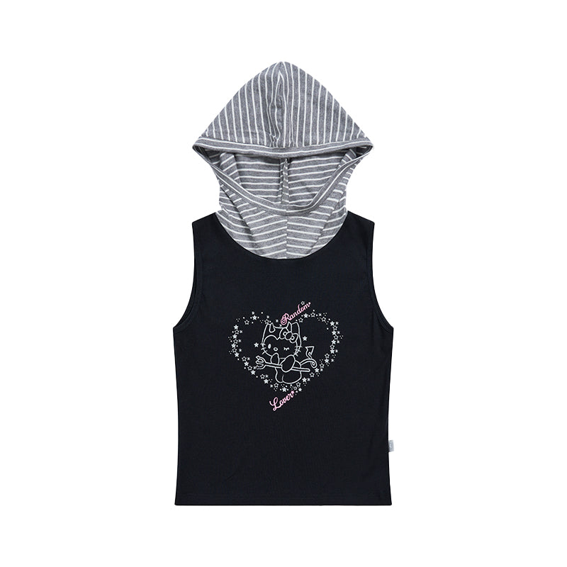 atrandom Sweet Cool Sleeveless Hooded Vest 24Ss Print T-Shirt