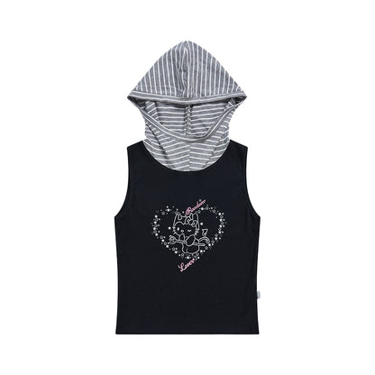 atrandom Sweet Cool Sleeveless Hooded Vest 24Ss Print T-Shirt