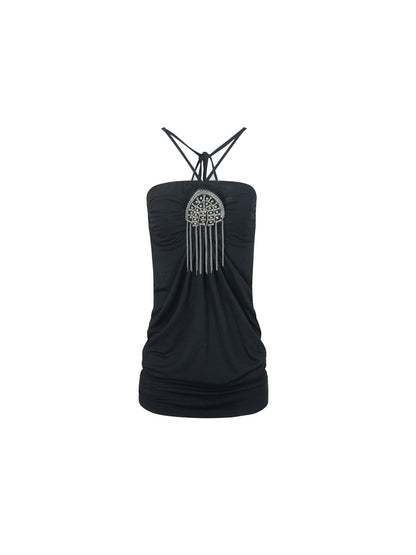 DoublePunch Summer Winter Convertible Halter Metal Trim Corset Top Vest
