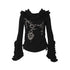 NO ROMANCE禁忌浪漫 Vintage Reversible Off-Shoulder Bell Sleeve Knit T-Shirt