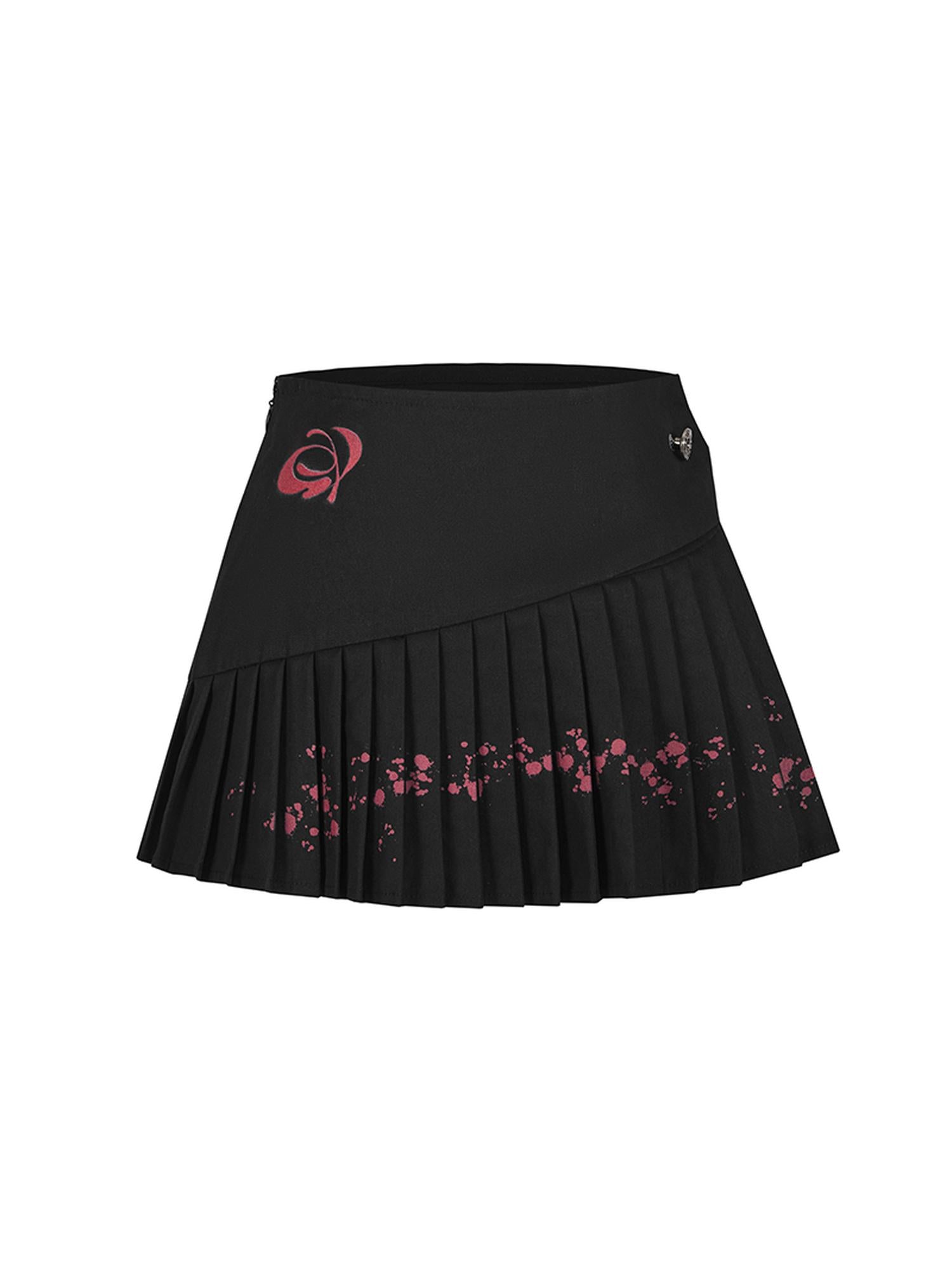 STRIKE A POSE Asym Ink Print Pleated Mini Skirt Urban Chic A-Line Dresses