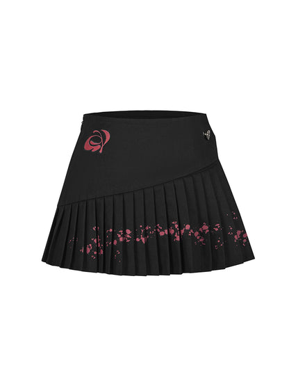 STRIKE A POSE Asym Ink Print Pleated Mini Skirt Urban Chic A-Line Dresses