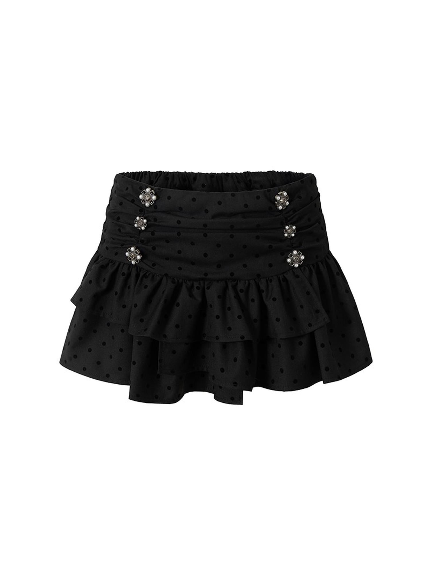 NO ROMANCE Dark Punk Ballet Dot Elastic Fluffy Mini Skirt Dresses
