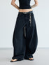 Peoplesense Simple Washed Wide Leg Jeans Relaxed Fit With Curved Hem