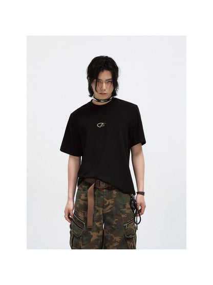 Peoplesense Basic Metal Logo Slim Fit Cotton Tee