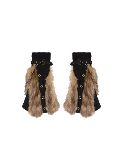ARIADNAw Patchwork Plush Punk Shorts Irregular Wool Blend Streetwear