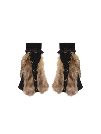 Patchwork Plush Punk Shorts Irregular Wool Blend Streetwear