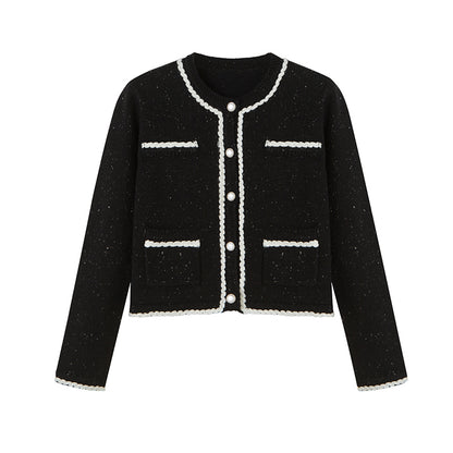 DIDDI MODA Elegant Knit Tweed Set With Lace Trim