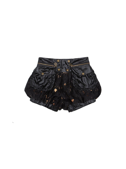 ARIADNAw Y2K Punk Puff Shorts Industrial Denim Patchwork Bloomers