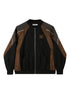 DIDDI MODA Wild Leopard Embroidered Sporty Jacket Deconstructed PU Bow Coat