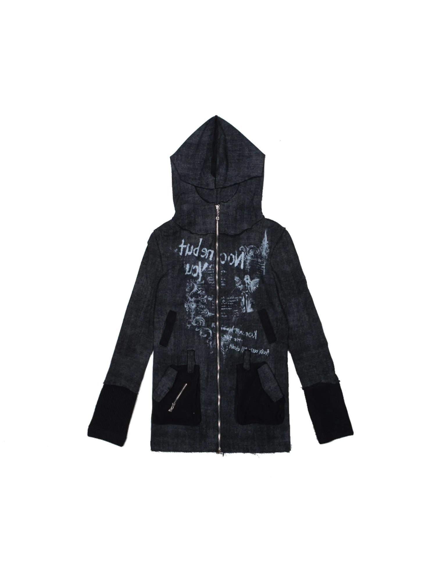 Punk Print Hooded Sweatshirt Spring Women Long Sleeve Top