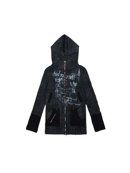 Punk Print Hooded Sweatshirt Spring Women Long Sleeve Top