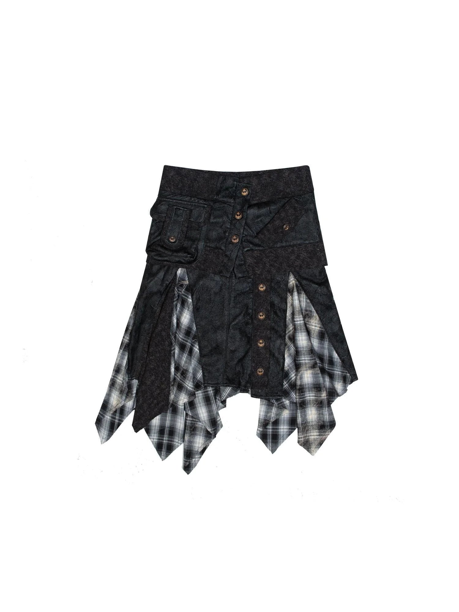 Ariadna Punk Rock Vintage Asymmetrical Leather Mini Skirt
