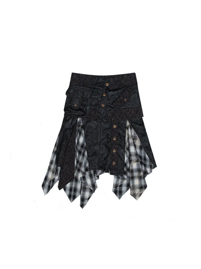 Ariadna Punk Rock Vintage Asymmetrical Leather Mini Skirt