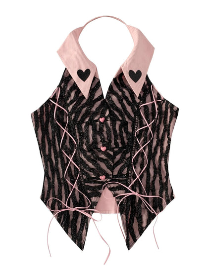 Pink Backless Satin Camisole Top