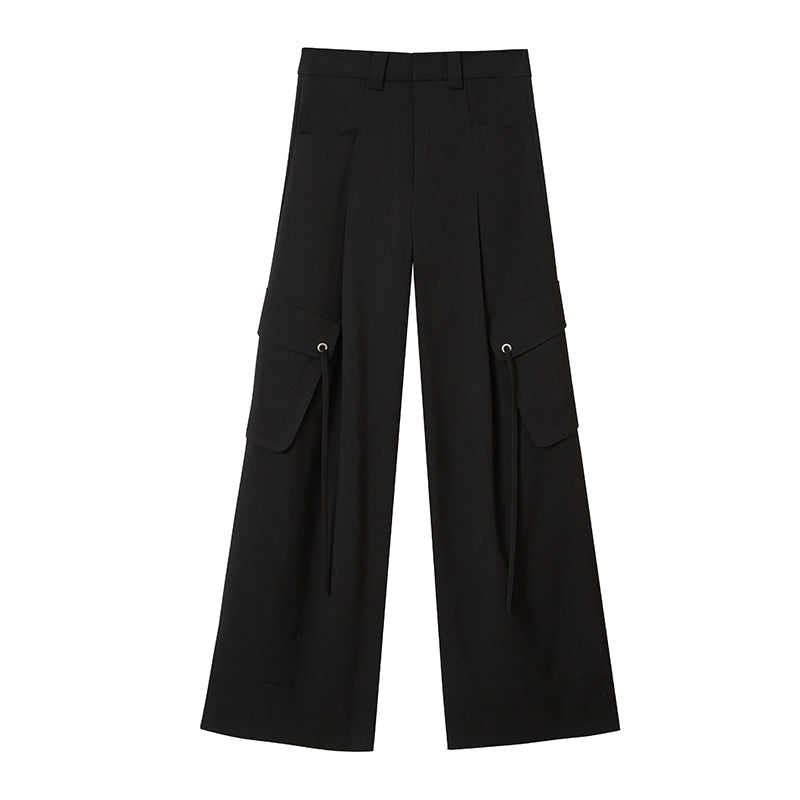 DIDDI MODA Sparkle Silver Utility Cargo Pants With Draped Ribbon