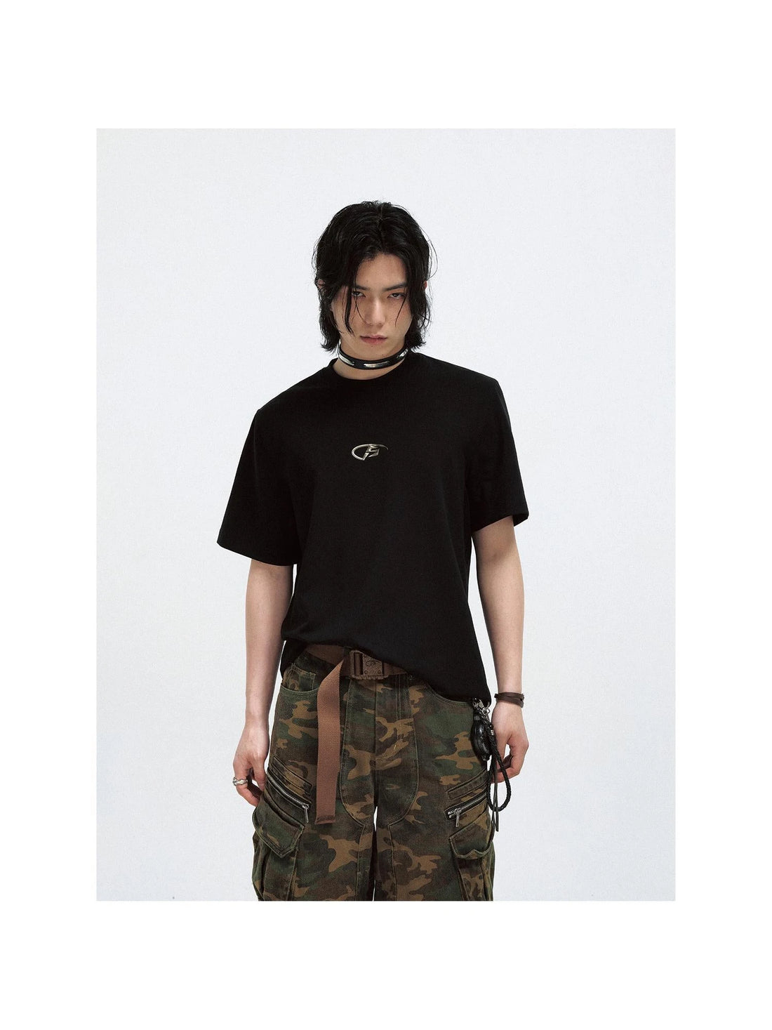 Basic Metal Logo Slim Fit Cotton Tee