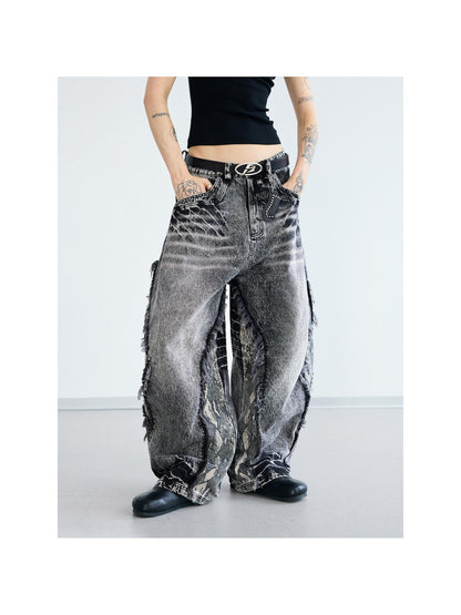 Peoplesense Deconstructed Raw Edge Washed Scimitar Jeans