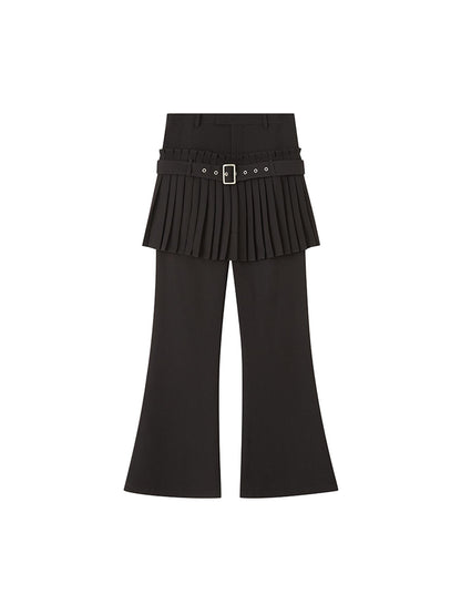 DIDDI MODA Retro Layering Pleat Culotte Belted Pants