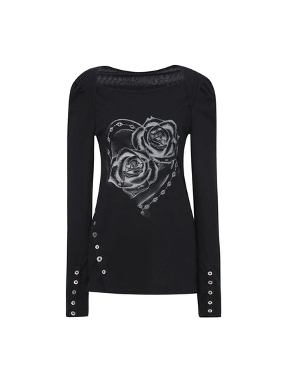 Spring Summer Square Neck Ballet T-Shirt With Puff Sleeves