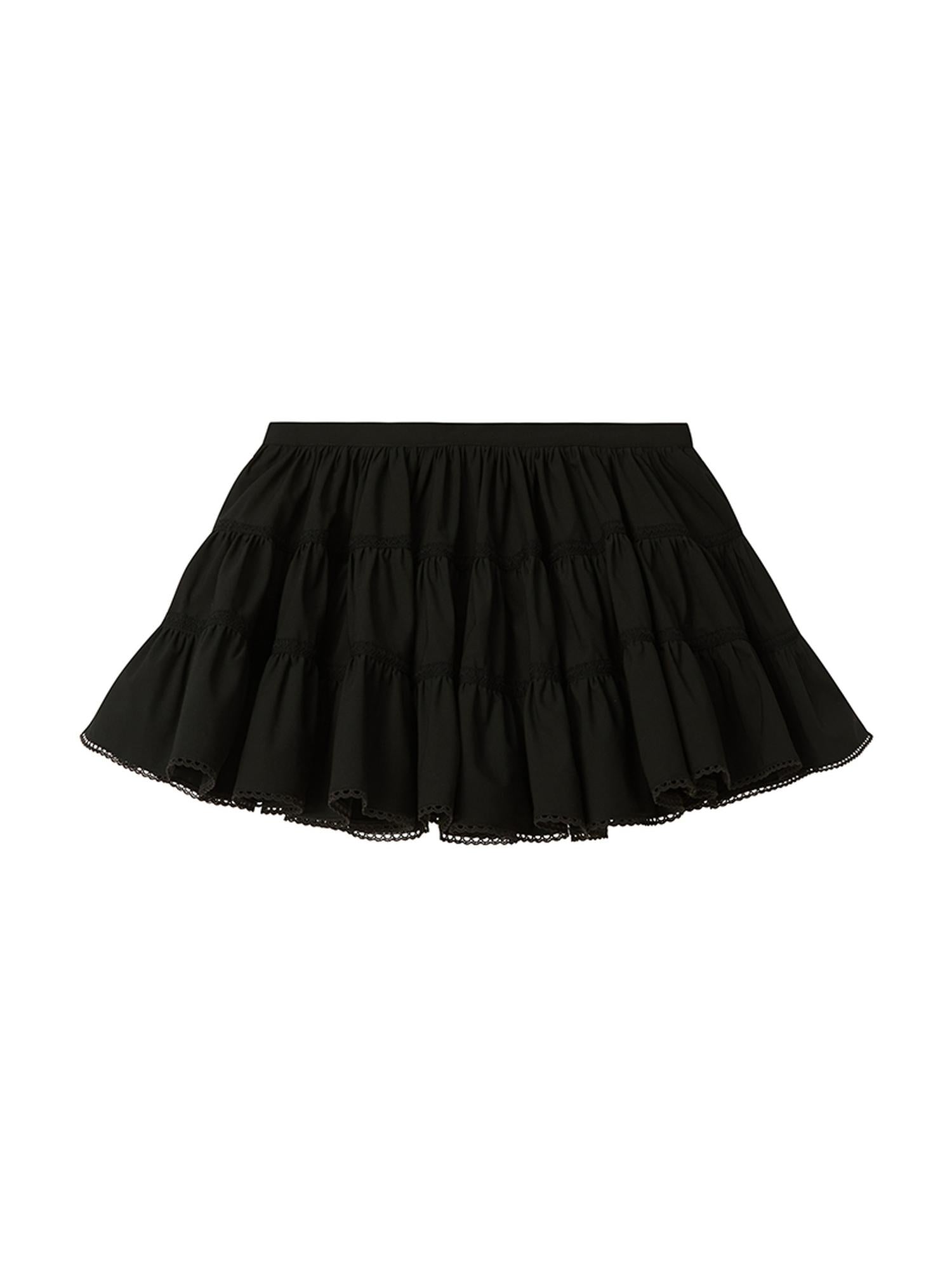 DIDDI MODA Lace Trimmed Layered Ruffle Skirt