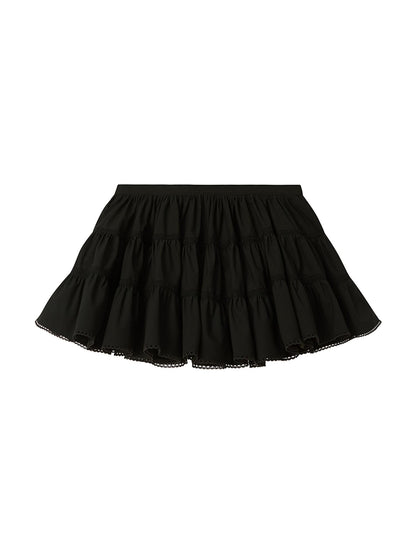 DIDDI MODA Lace Trimmed Layered Ruffle Skirt