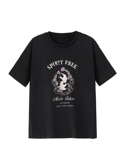 DIDDI MODA Vintage Washed Double Swallow Relaxed Tee