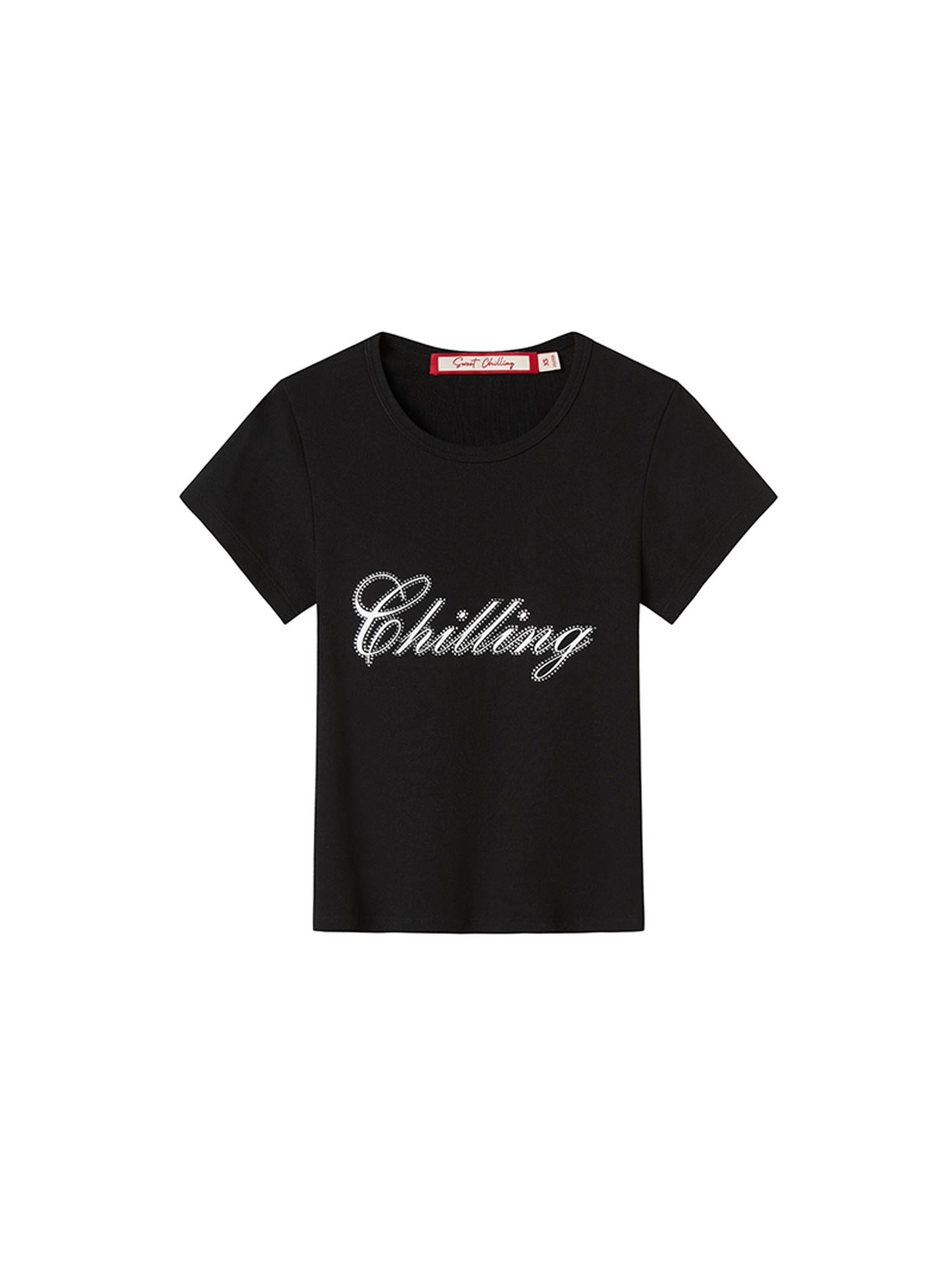 SweetChilling Sparkly Rhinestone Fitted T-Shirt
